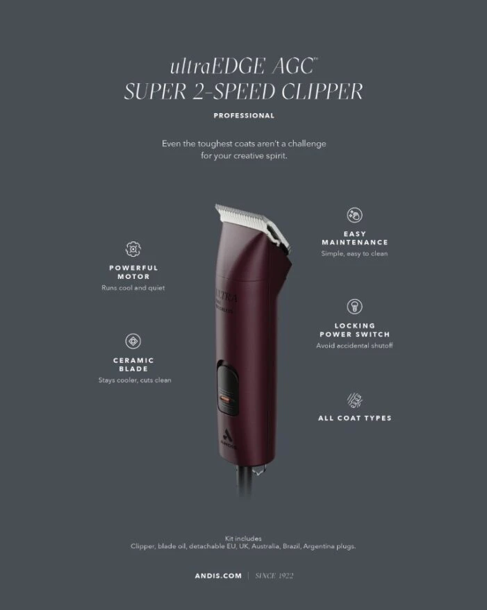 Andis AGCB Super 2 Speed Brushless Clipper - Burgundy 4 Andis AGCB Super 2 Speed Brushless Clipper - Burgundy - Image 2