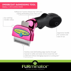 Furminator DeShedding Tool - Small Cat Long Hair Metallic [Pink] -Oz Grooming World FU 01224 3