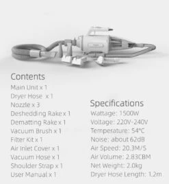 Shernbao Anion Blow Dryer & Vacuum Mini For Cat 21 Shernbao Anion Blow Dryer & Vacuum Mini For Cat -Oz Grooming World S SMD06P 9