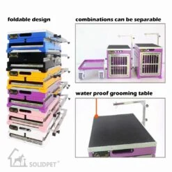 SolidPet Folding Dog Show Aircraft Cage Size 3 - Teal -Oz Grooming World SP ALAC212 TE3 4