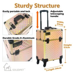 SolidPet Pro Grooming Tool Box With Trolley - Rose Gold -Oz Grooming World SP ALAC239 RG 2