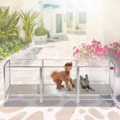 SolidPet Stainless Steel Pet Exercise Pen And Dog Run - Small -Oz Grooming World SP STC304 379 4