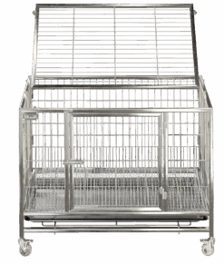 SolidPet Stainless Steel Foldable Dog Crate With Wheels -Oz Grooming World SP STC304 385 2