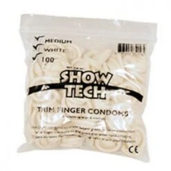 Show Tech Finger Condoms White 100 Pack - Large -Oz Grooming World ST 91947 1