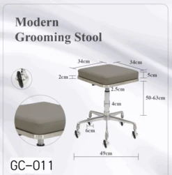 Groomer's Modern Groomer Stool With Square Cushion (Grey) -Oz Grooming World T GC011 3