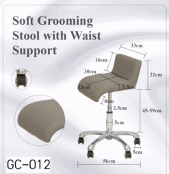 Groomer's Modern Groomer Stool With Square Cushion And Waist Support (Grey) -Oz Grooming World T GC012