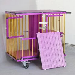 Aeolus 4-Berth Show Trolley With 6" Rubber Wheels - Large [Gold And Purple] -Oz Grooming World T KB511NAF GP Kit6W 5